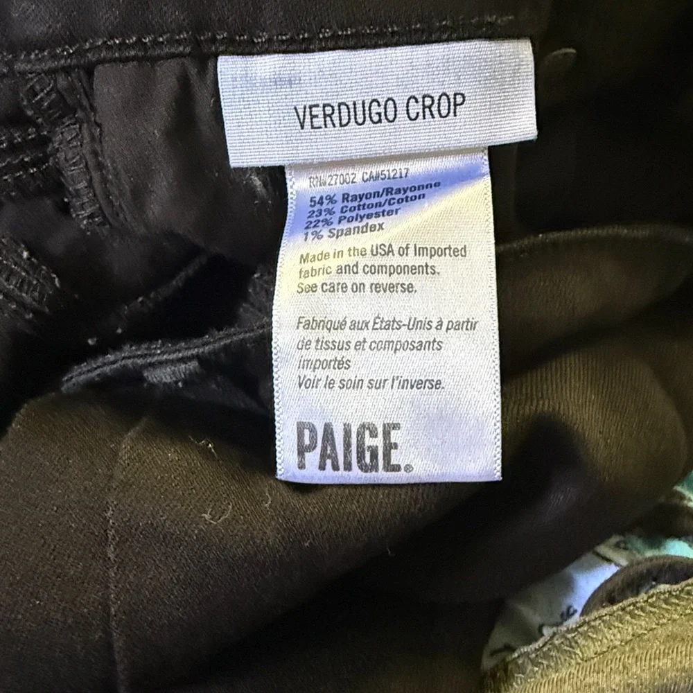 PAIGE Verdugo Crop Black Overdye Skinny Jeans Size 28‎ | Made in USA
